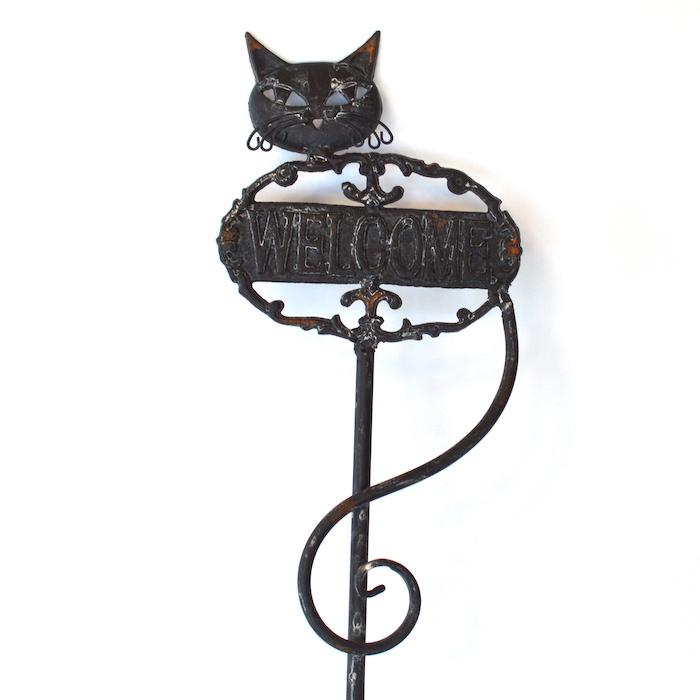 ウェルカムキャットスティック ガーデニング オーナメント 黒猫 アイアン おしゃれ デコレーション ガーデン プレート サイン 6993 三和ポチット 通販 Yahoo ショッピング