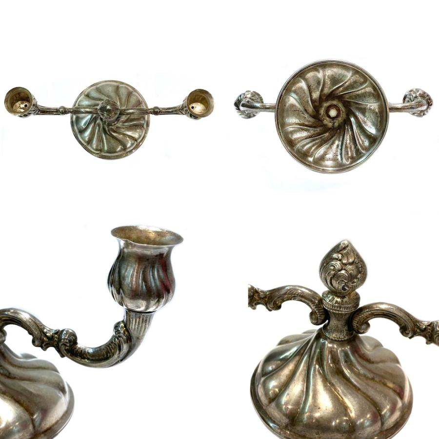 キャンドルスタンド 燭台 洋白 ニッケルシルバーフランス インテリア