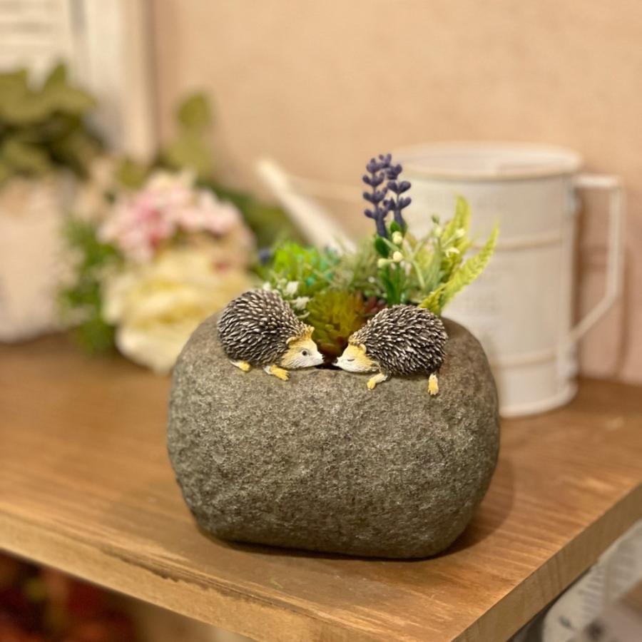 なかよしハリネズミ 針ねずみ はりねずみ 植木鉢 小物入れ カントリー