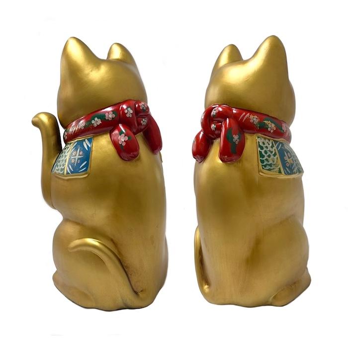 招き猫 瀬戸焼 古色大正猫 大 金 87104-579 陶器 オブジェ ギフト ネコ