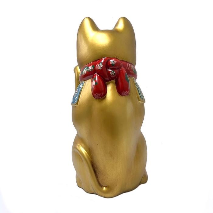 招き猫 瀬戸焼 古色大正猫 大 金 87104-579 陶器 オブジェ ギフト ネコ