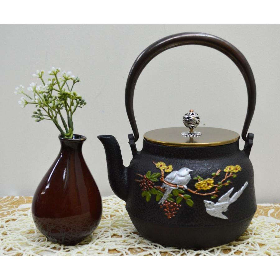 鉄瓶 鳥 白い鳥 バード 急須 やかん 鉄釜 湯沸かし 鉄急須 鉄器 送料