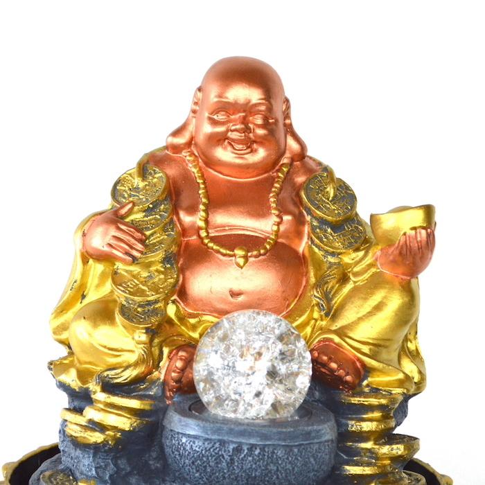 流水のオブジェ 縁起物 ブロンズ 布袋様 aq21049 置物 神仏 金運アップ