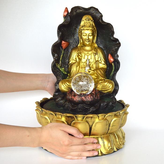 流水のオブジェ 縁起物 ゴールド aq21054 仏 仏様 置物 神仏 金運