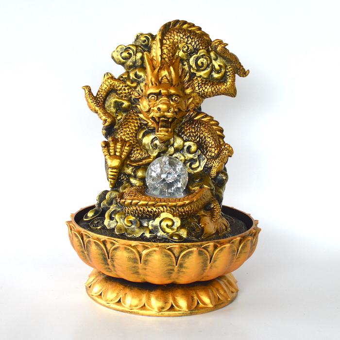 流水のオブジェ 縁起物 ゴールド aq21056 竜 龍 ドラゴン 金運アップ