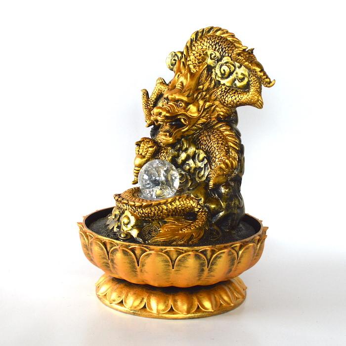 流水のオブジェ 縁起物 ゴールド aq21056 竜 龍 ドラゴン 金運アップ