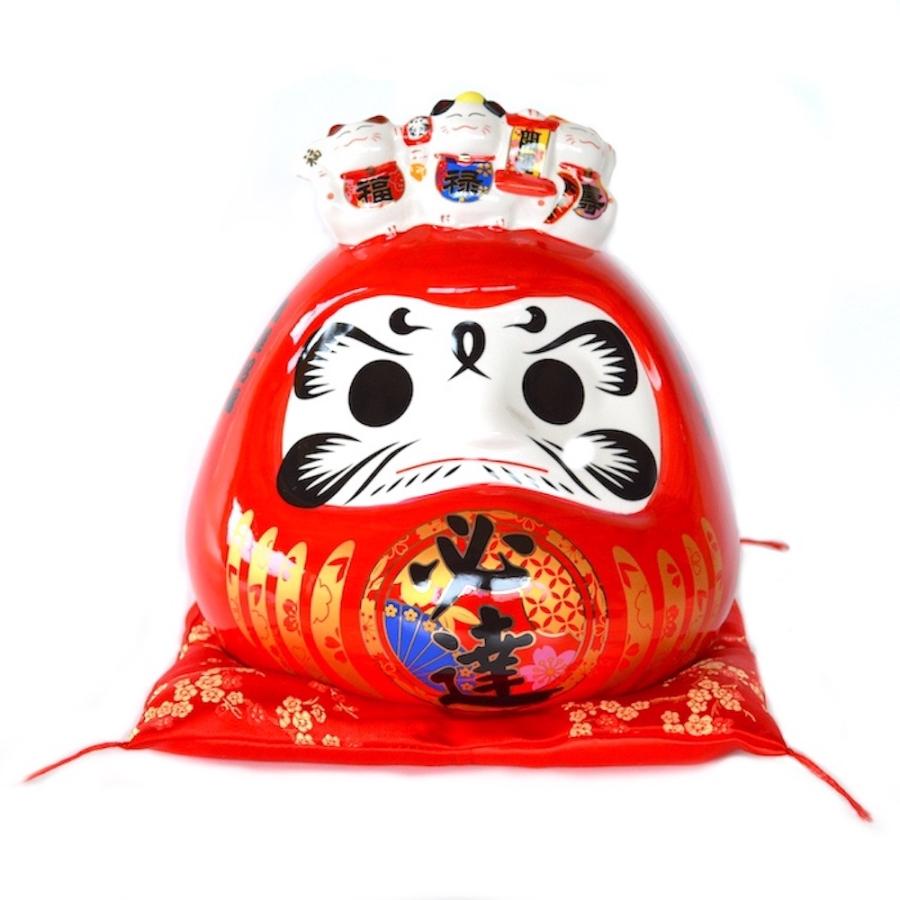 招き猫 猫のせ大だるま ar21064 大願成就 招福 達磨 だるま ダルマ