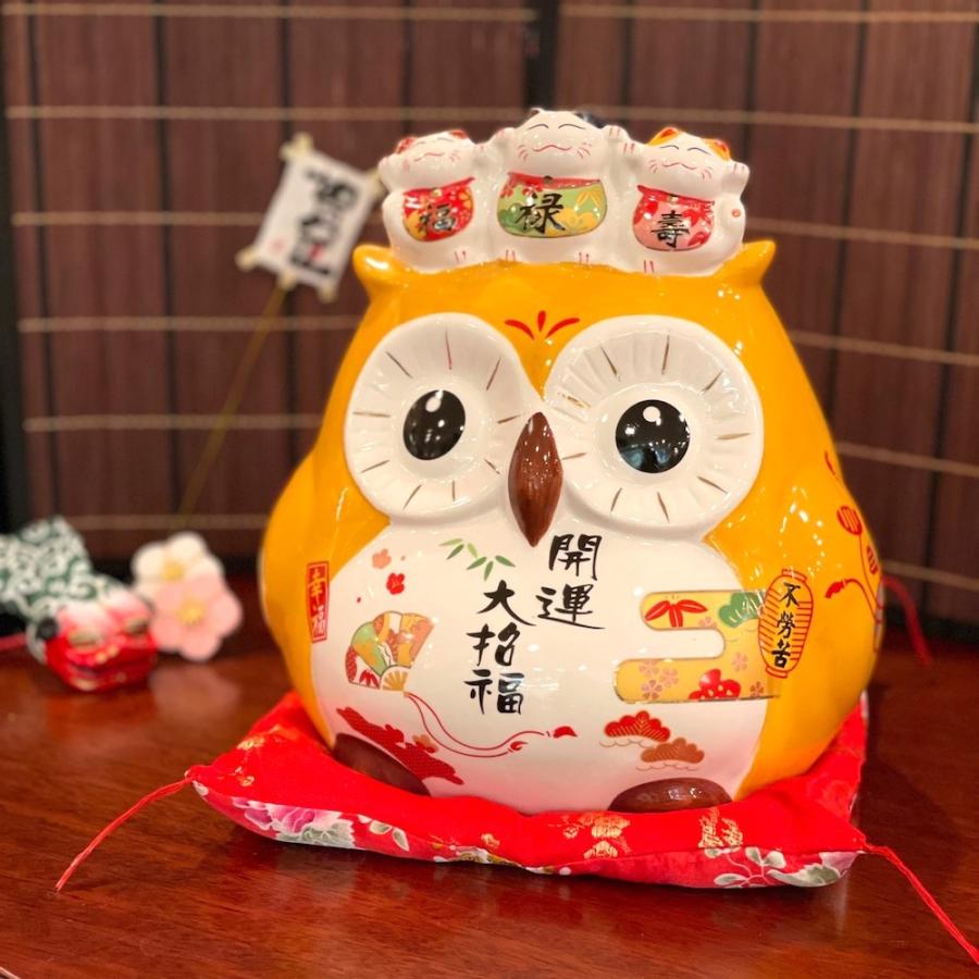 エ*ス様 開運！Hello Kitty フクロウ・招き猫・御守りストラップ3個セ 招き猫 ねこ乗せ大ふくろう ar21065 幸福平安祈願 招福 福郎 ふくろう