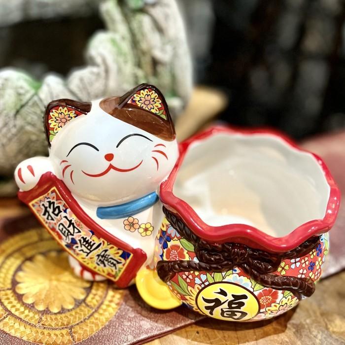 福袋持ち招き猫 まねき猫 開運 ネコ ねこ 小物入れ 開店祝い 開業祝い 
