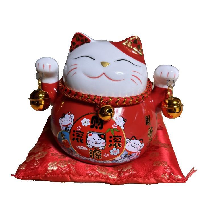 招き猫 財源流流 福気満満 AU24025 赤 ピンク 黄色 大願成就 招福