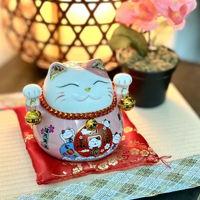招き猫 財源流流 福気満満 AU24025 赤 ピンク 黄色 大願成就 招福