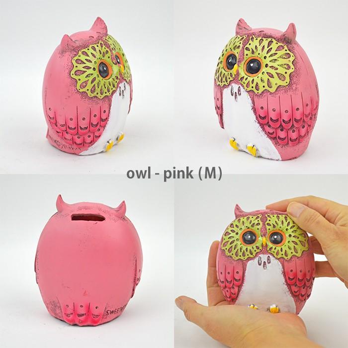 フクロウ 梟 ふくろう Mサイズ C18014-18016 福来郎 貯金箱 置物