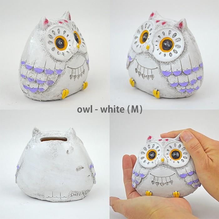 フクロウ 梟 ふくろう Mサイズ C18014-18016 福来郎 貯金箱 置物