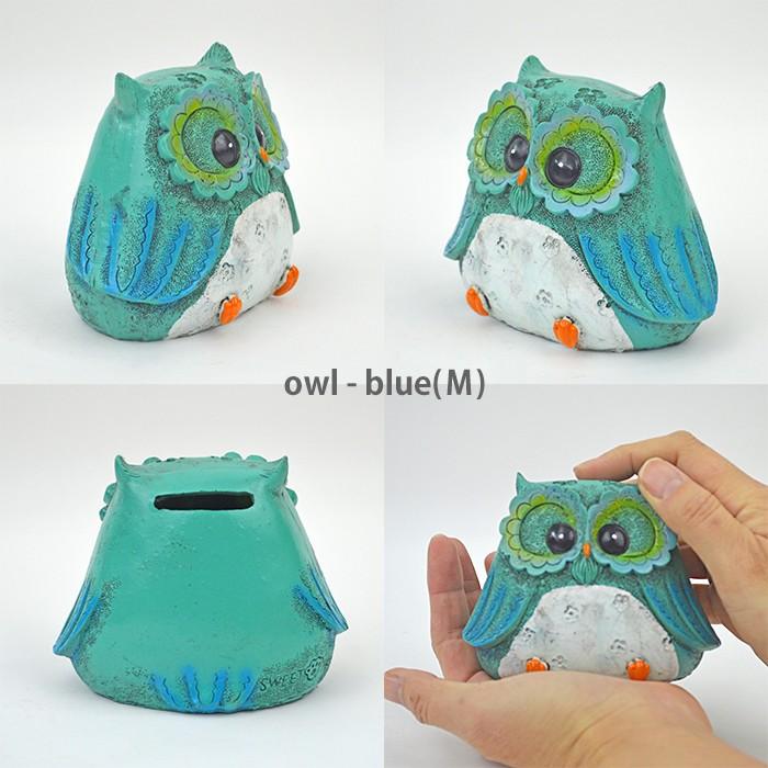 フクロウ 梟 ふくろう Mサイズ C18014-18016 福来郎 貯金箱 置物