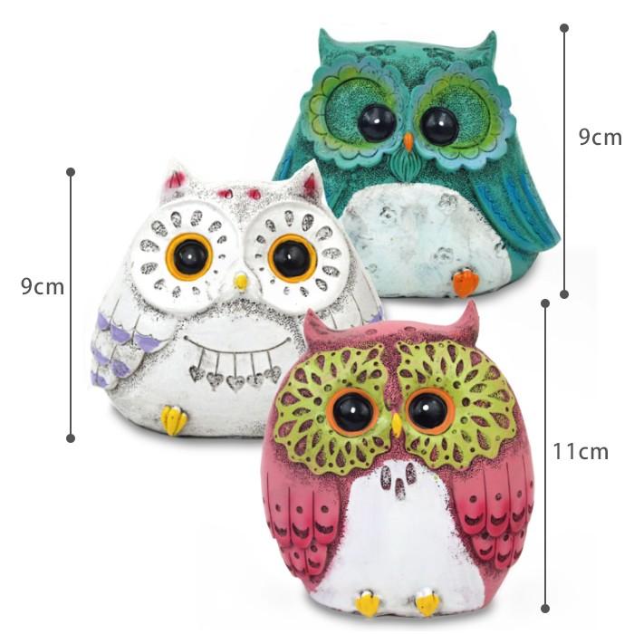 フクロウ 梟 ふくろう Mサイズ C18014-18016 福来郎 貯金箱 置物