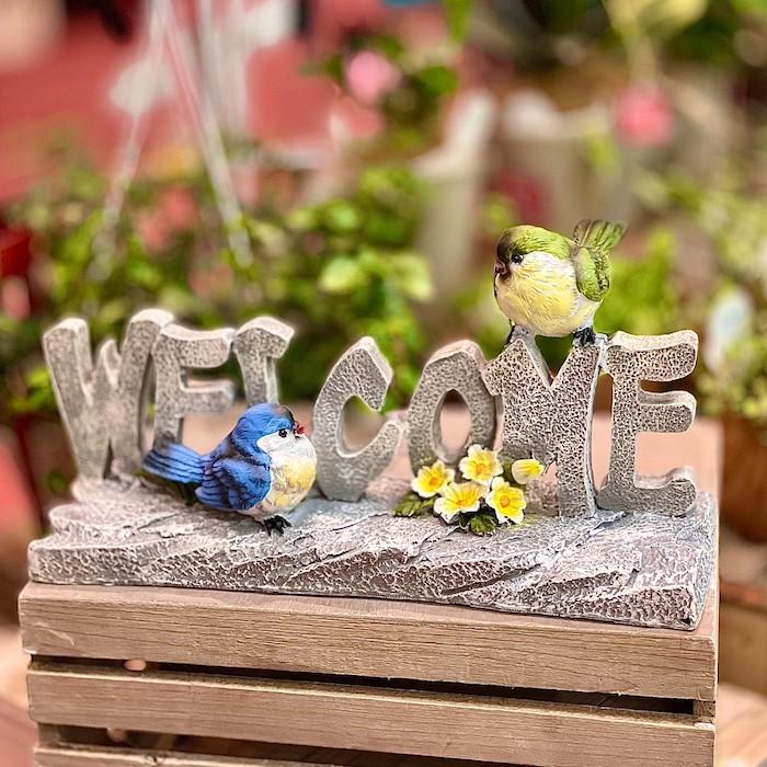 ことりのガーデンオブジェ 小鳥 welcome ウェルカム カラフル かわいい