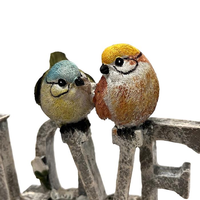 ことりのガーデンオブジェ 小鳥 LOVE ラブ カラフル かわいい