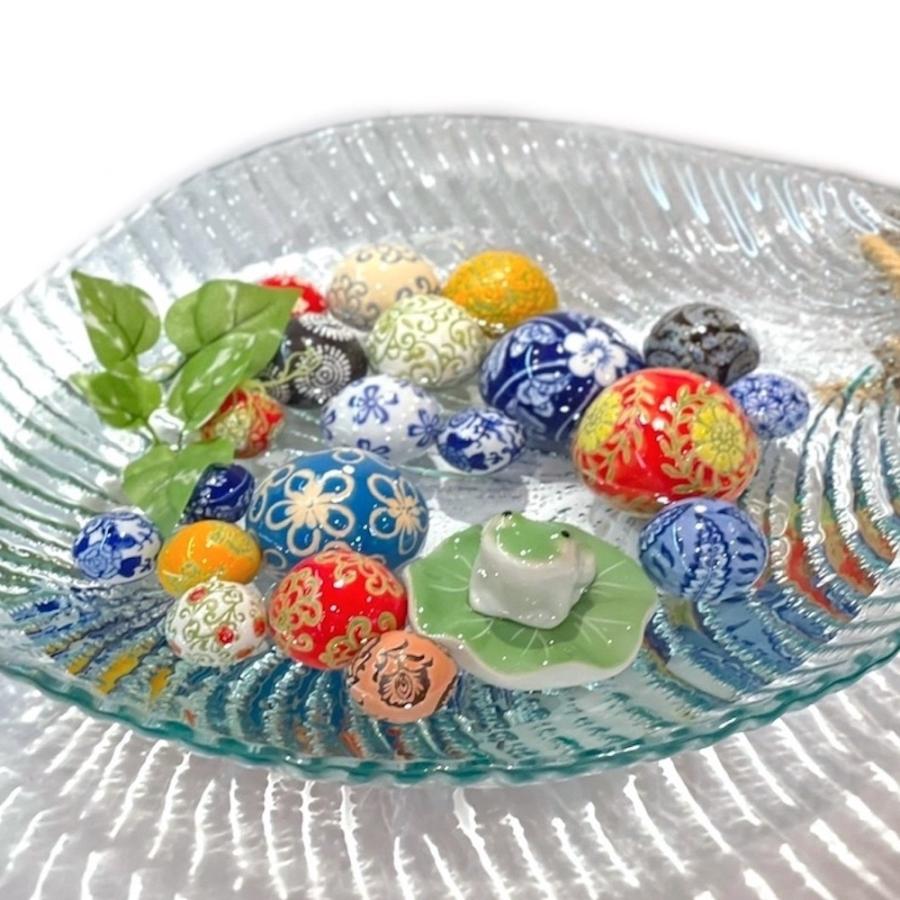 浮き玉ガラス製インテリア装飾 4個セット ガーデニング 置物 ガラス 浮き玉 津軽の浮き球 漁師編み 縄付き （大