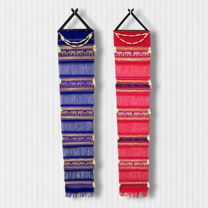 コットンタペストリー インド 青 赤 アジアン エスニック ヨガ のれん