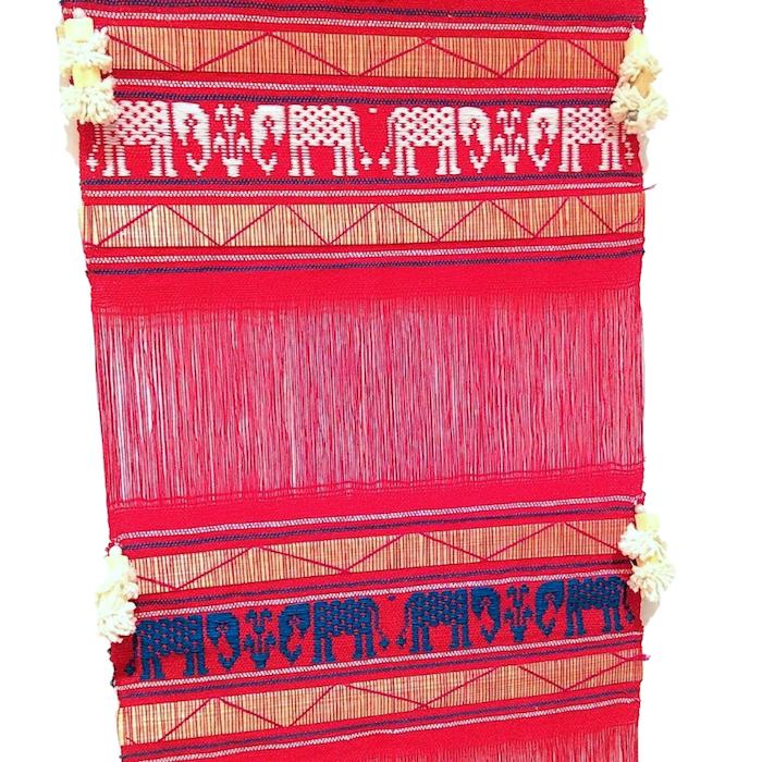 コットンタペストリー インド 青 赤 アジアン エスニック ヨガ のれん