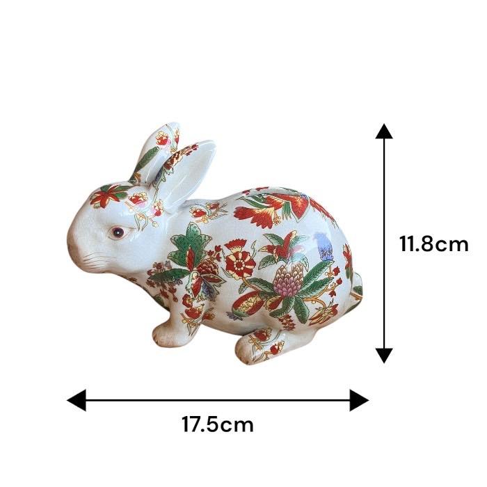 手描き陶器 オブジェ 貯金箱 うさぎ 赤絵 兎 ウサギ 上品 シンプル
