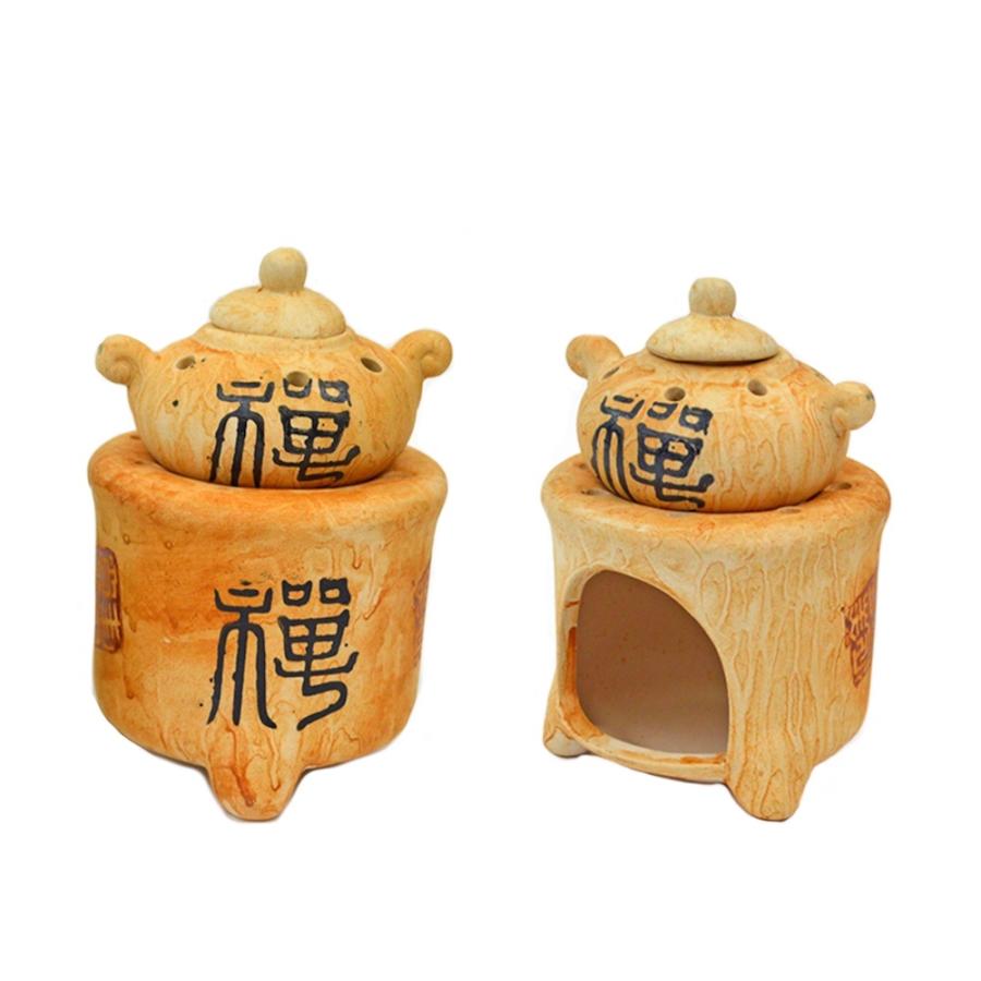 アロマポッド 土瓶 E18036-18037 高さ12.5cm オレンジ 緑 香炉 茶香炉