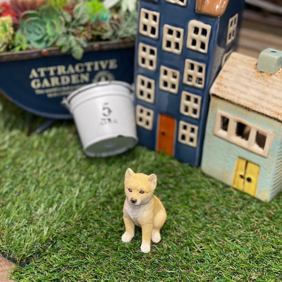 豆柴 柴犬 犬 茶柴 お座り おすわり ミニチュアアニマル 置物 オブジェ