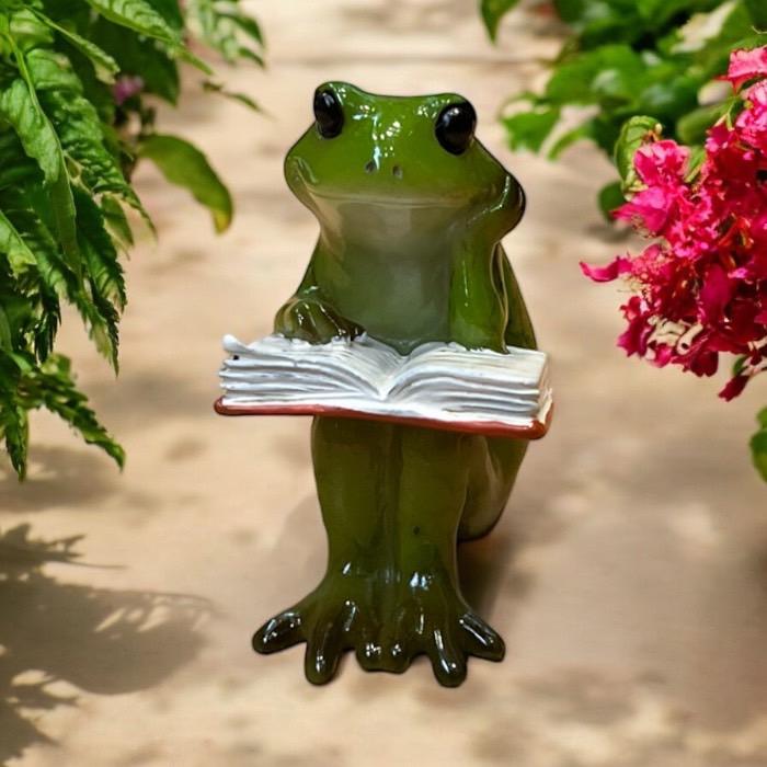 ミニチュアアニマル カエル 読書するカエル 小さな動物の世界 置物