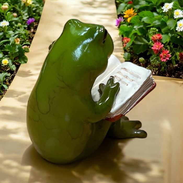 ミニチュアアニマル カエル 読書するカエル 小さな動物の世界 置物