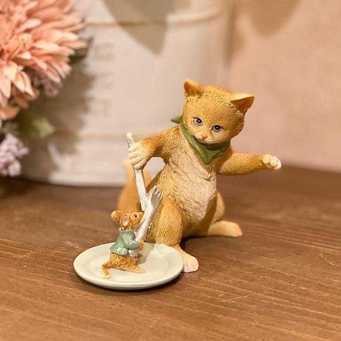 チャンバラ猫とネズミ ev13287a ミニチュアアニマル レトロ チャンバラ猫とネズミ ev13287a ミニチュアアニマル レトロ