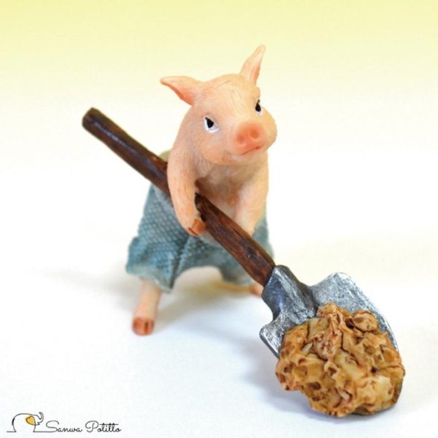 ぶた レトロ アンティーク風 昭和レトロ 置物 ブタ 豚 スコップ