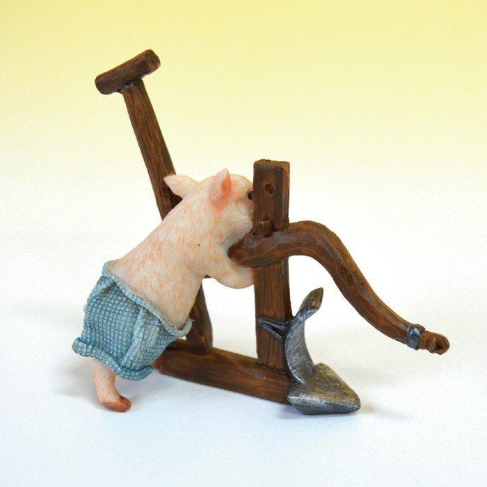 レトロなブタの置物 ぶた レトロ アンティーク風 昭和レトロ 置物 ブタ 豚 農作業 オブジェ