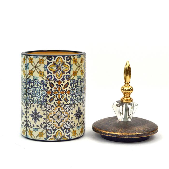 小物入れ アンティークタイル柄 ポット インテリア 花瓶 レトロ