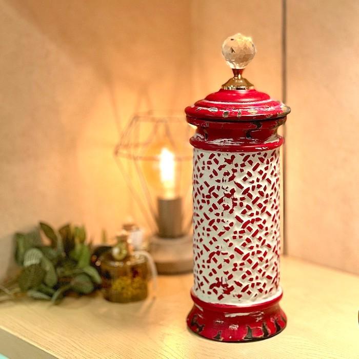 小物入れ 赤 レッド 素焼き ポット インテリア 花瓶 レトロ フラワー