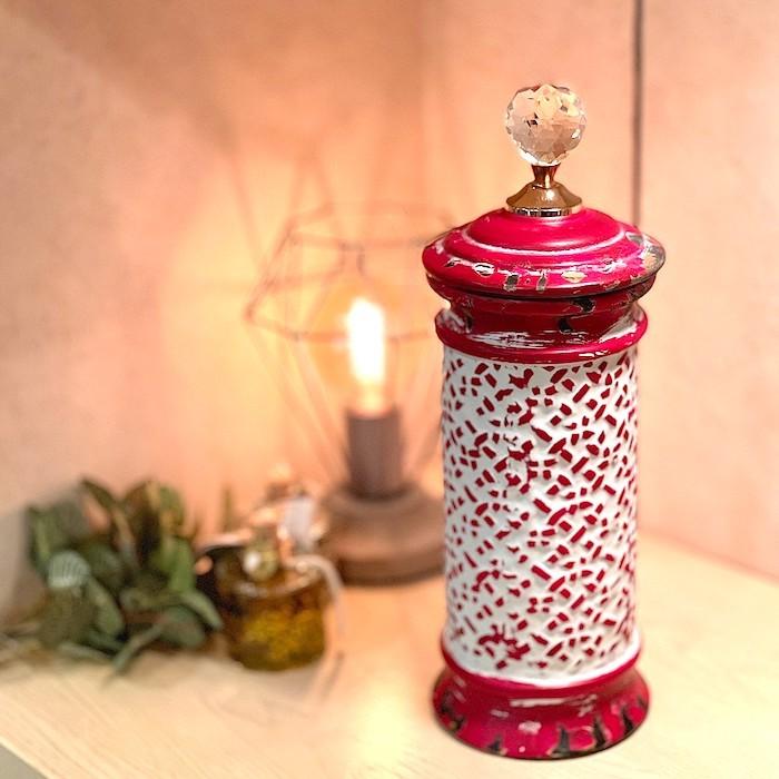 小物入れ 赤 レッド 素焼き ポット インテリア 花瓶 レトロ フラワー