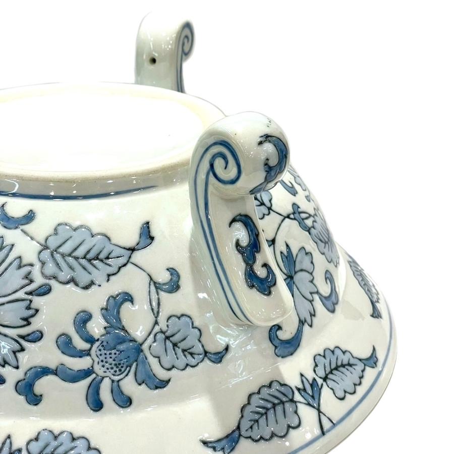 草花柄 水盤 三脚口広魚缶コバルト ブルー 青 fl11-038b めだか鉢