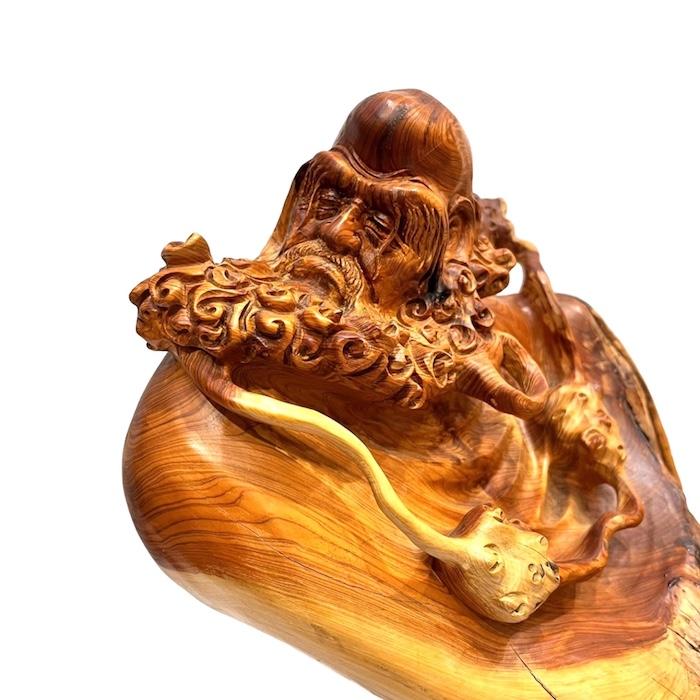 H-78 崖柏達磨 だるま 柏 木彫り 置き物 オブジェ 一点もの プレミアム