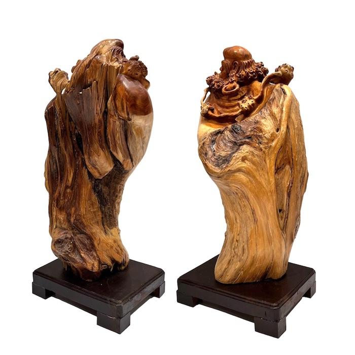 崖柏の木彫りカササギ登梅置物9 H-78 崖柏達磨 だるま 柏 木彫り 置き物 オブジェ 一点もの プレミアム