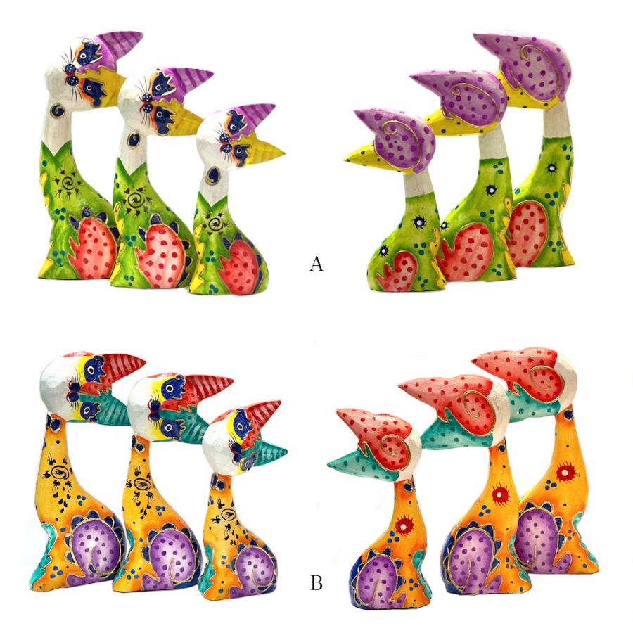 カラフル猫 大中小セット 2種類 hl16046 かわいい インテリア バリ猫