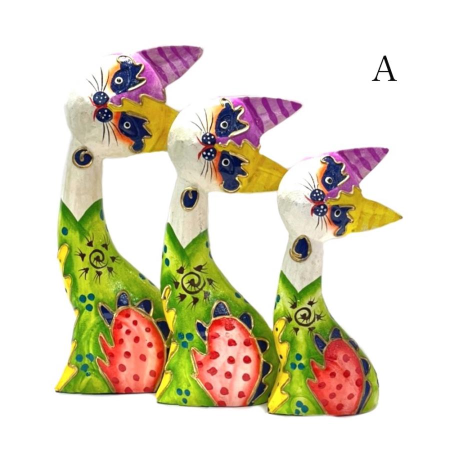 カラフル猫 大中小セット 2種類 hl16046 かわいい インテリア バリ猫