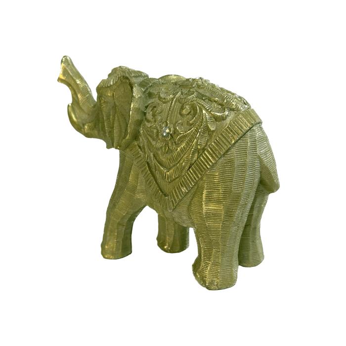 木彫額　象 ジオメティックエレファント S 象 ゾウ 鼻上げ インテリア