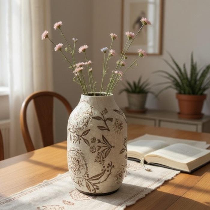 フルール チャビーベース chubbyvase ks-pta-195 花柄 茶 ブラウン