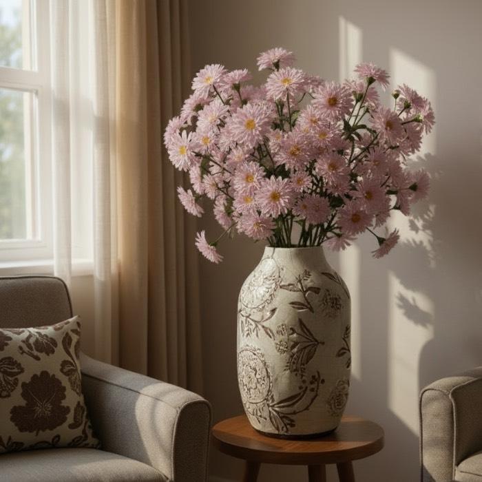 フルール チャビーベース chubbyvase ks-pta-195 花柄 茶 ブラウン