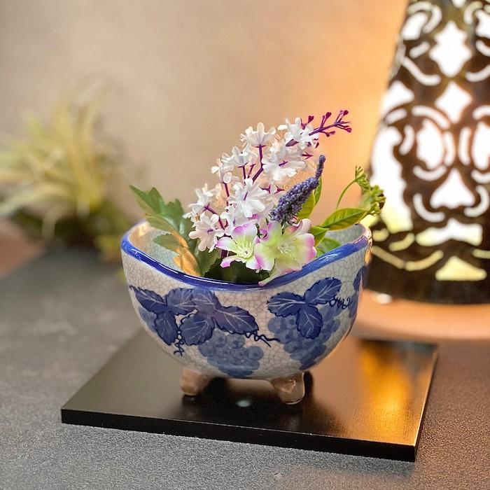 三日月型植木鉢 葡萄 ブドウ ぶどう lhx1620b 陶器 和風 多肉植物 寄せ