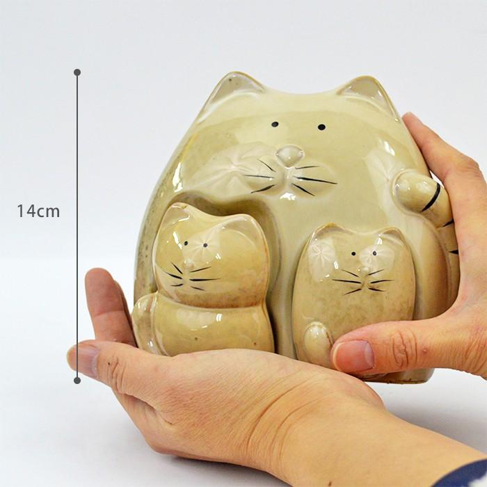 ネコファミリー M18094 高さ約14cm 茶トラ猫 ねこ 親子 レトロ 