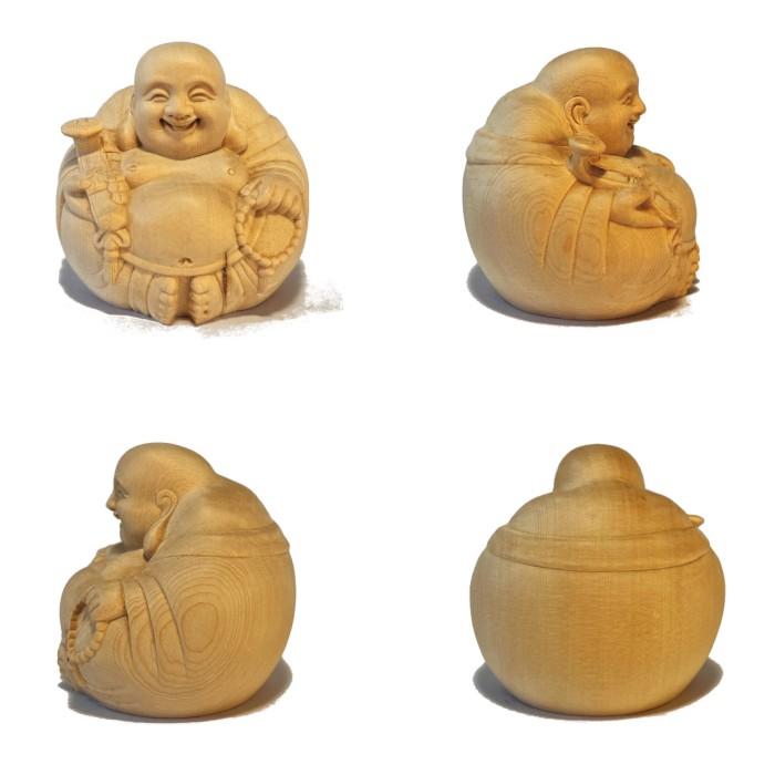 桧木 木彫り 布袋尊 布袋様 七福神 丸 一点もの 縁起物 金運 桧木 木彫り 布袋尊 布袋様 七福神 丸 一点もの 縁起物 金運