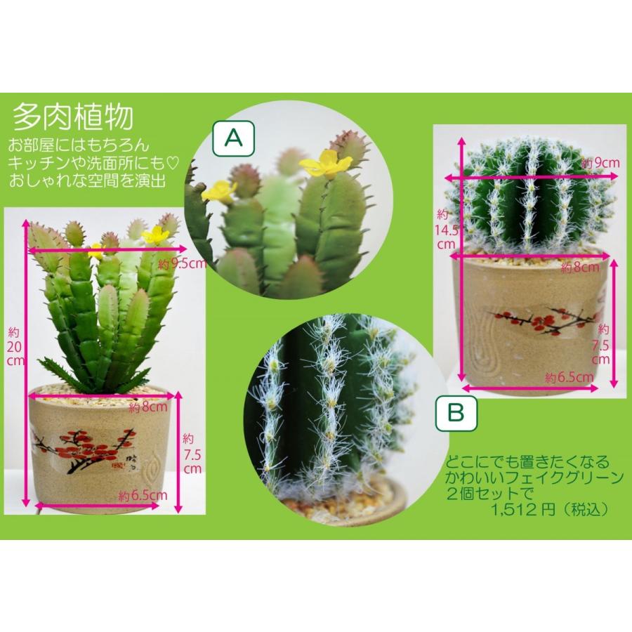2個セット 造花 フェイクグリーン 多肉植物 サボテン グリーン