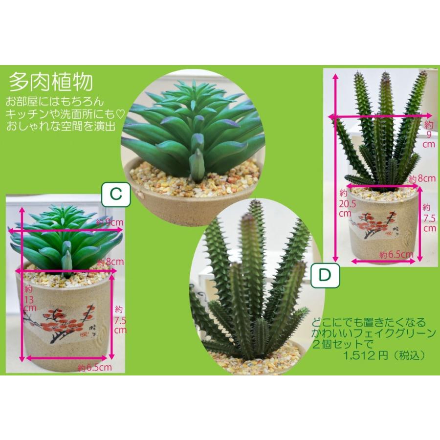 2個セット 造花 フェイクグリーン 多肉植物 サボテン グリーン