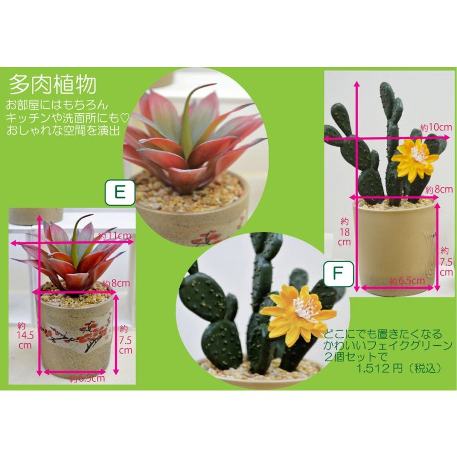 2個セット 造花 フェイクグリーン 多肉植物 サボテン グリーン