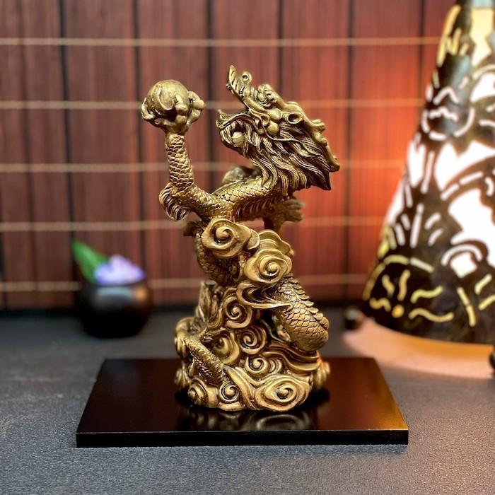 昇龍 ゴールド 金 ブロンズ風 ドラゴン 置物 財運 金運アップ 開運